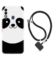 Tecno Spark 8T Kılıf Silikon Boyun Askılı İpli Desenli Silikon Sevimli Panda 1794
