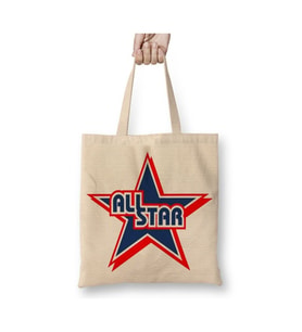 All Star Beyaz Bez Çanta Uzun Saplı Alışveriş Çantası Plaj Çantası
