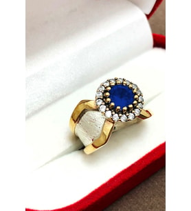 Safir Taşlı 925 Ayar Otantik Gümüş Bayan Yüzük 201021797