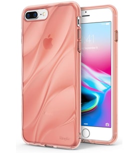 Ringke Flow iPhone 7/8 Plus ile Uyumlu KIlıf Rose Gold 3D Dalga Efekti Hafif Esnek Renkli Transparan