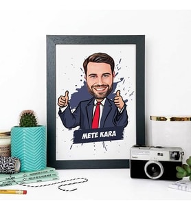 Kişiye Özel Takım Elbiseli Erkek Karikatürlü Çerçeve