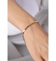 14 Ayar Altın Greek Desenli Bileklik (Beyaz)