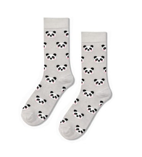 Sevimli Panda Desenli Açık Gri Unisex Soket Çorap