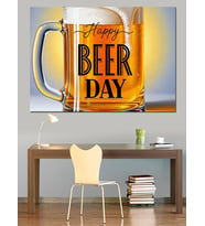 Happy Beer Day Bira Dekoratif Kanvas - Mdf Ahşap Tablo