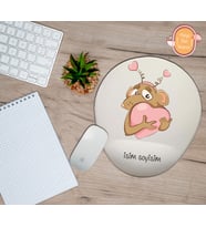 Kişiye Özel Kalpli Sevimli Fare Tasarımlı Bilek Destekli Mouse Pad