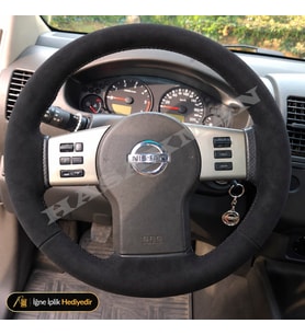 Nissan Navara D40 Dikme Direksiyon Kılıfı Alcantara Süet Monza Black SE-LE-Dolu Pikaplar 2005-2015