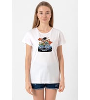 Dragon Ball Z Anime Goku Racer Beyaz Kadın Bisikletyaka Tshirt