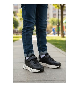 Cool Toti Cilt F Leopar Cırtlı Kız Çocuk Spor Ayakkabı (Siyah - Beyaz)
