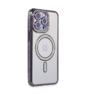 iPhone 14 Pro Kılıf Joke Simli Magneticsafe Kılıf - Derin Mor