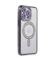 iPhone 14 Pro Kılıf Joke Simli Magneticsafe Kılıf - Derin Mor