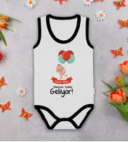 BK Kids Kişiye Özel Mekanın Sahibi Geliyor Siyah Biyeli Askılı Sıfır Kol Bebek Body Zıbın, Yeni Doğan Bebek Hediyesi