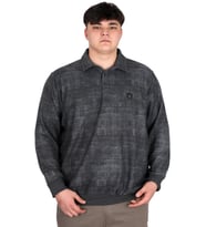 Mode XL Büyük Beden Erkek Polo Yaka Sweatshirt Baskılı Selanik U24440 Antramelanj