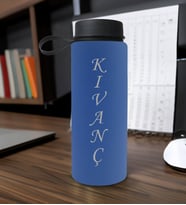 BK Gift Kişiye Özel İsimli Mavi Renkli Cam Matara 500ml, Sevgiliye, Arkadaşa Hediye, İsimli Cam Matara, Ofis Hediyesi