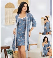 Kadın Sleep Wear 228 Ceketli Gecelik (Açık Mavi)