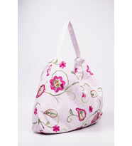 Omuz Çanta Nakışlı Pembe Kumaş Desen (Pudra Pembe)