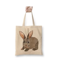 Geometric Animal Rabbit Tavşan Beyaz Bez Çanta Uzun Saplı Alışveriş Çantası Plaj Çantası