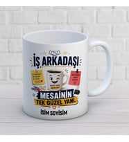 Kişiye Özel Uzaktaki Arkadaş Tasarımlı Kalpte Değil Yazılı İsimli Seramik Kupa