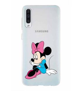 Samsung Galaxy A50  Kapak Minnie Mouse Tasarımlı Şeffaf Silikon Kılıf
