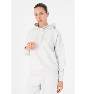 Maraton Oversize Kadın Bisiklet Yaka Gümüş Gri Sweatshirt
