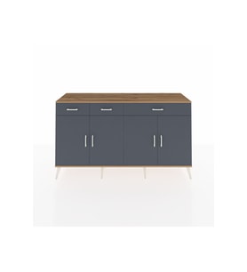 Kronos Konsol 4 Raflı 3 Çekmeceli 4 Kapaklı 176x59x99 Çam-Antrasit