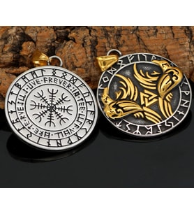 Çift Taraflı Kullanım Paslanmaz Çelik İskandinav Mitoloji Odin Huginn ve Muninn Raven Kuş Viking Kolye
