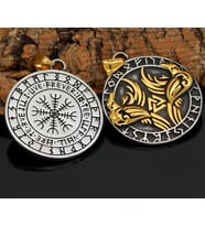 Çift Taraflı Kullanım Paslanmaz Çelik İskandinav Mitoloji Odin Huginn ve Muninn Raven Kuş Viking Kolye