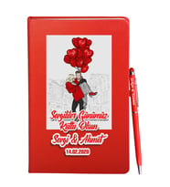 Sevgililer Gününe Özel Kırmızı Defter Kalem Hediye Seti 17
