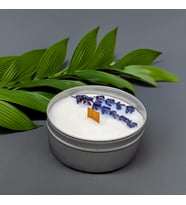 El Yapımı Lavanta Kokulu Soya Mumu - Aromaterapi Ahşap Fitilli Mum (Gümüş)