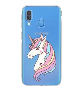 Samsung Galaxy A40  Kamera korumalı Tıpalı  Kapak Unicorn Tasarımlı  Şeffaf Kılıf