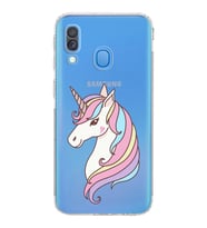 Samsung Galaxy A40  Kamera korumalı Tıpalı  Kapak Unicorn Tasarımlı  Şeffaf Kılıf