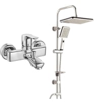 ECA Luna Banyo Bataryası+T-MAY Banyo Sümbül Kare Tepe Duş Takımı Seti Paslanmaz  (Krom)