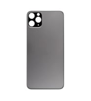 Apple iPhone 11 Pro Uyumlu, Logolu, Arka Pil Batarya Kapağı - LAZER KESİM - LENS HARİÇ (Koyu Gri)