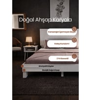 Alaz Model Dikey Başlıklı Masif Ahşap Karyola Kolay Kurulum Fırınlanmış İthal Sibirya Çamı 180x200 Yatak Uyumlu