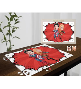 BK Gift Kişiye Özel Sevgililer Karikatürlü 1000 Parça Profesyonel Puzzle-32