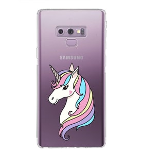 Samsung Galaxy Note 9 Uyumlu Kamera Korumalı Kapak Unicorn Tasarımlı  Şeffaf  Kılıf