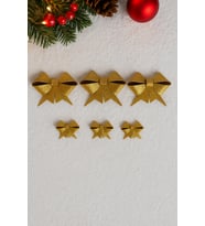 Altın Simli Eva Fiyonk Kurdele – 6'lı Set (3×9 cm + 3×6.5 cm) Yılbaşı Süsleme