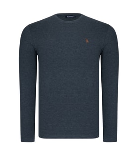 T8588 DEWBERRY BİSİKLET YAKA UZUN KOL T-SHIRT-DÜZ ANTRASİT