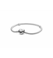 Pandora Charm Uyumlu, Kalp Klips Yılan Bileklik Ahşap Kutulu
