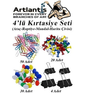 lü Kırtasiye Seti Mandal Raptiye Ataç Harita Çivisi 1 Paket Metal Kıskaç Klips Okul Ofis Büro Seti