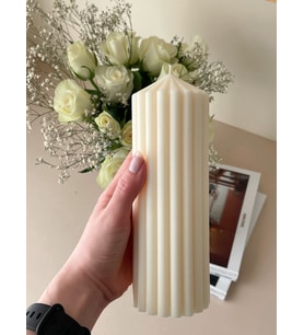 Sütun Mum Orta Boy  Dekoratif Kokulu Doğal % 100 Soya Wax