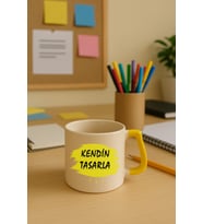 Kendin tasarla bardak - Kişiye özel bardak (Sarı)