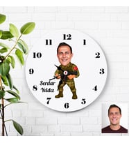 Karikatürlü Asker Kişiye Özel Duvar Saati