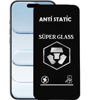 Apple Uyumlu   iPhone 17 Anti Static Toz Tutmayan Çerçeveli Temperli Ekran Koruyucu Cam