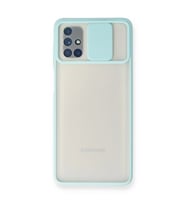 Samsung Galaxy M51 Kılıf Palm Buzlu Kamera Sürgülü Silikon - Turkuaz