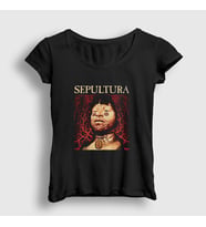 Presmono Kadın Siyah Roots Sepultura T-Shirt 173447tt