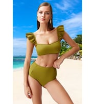 Tasarım Bikini Takımı Ergonomik Kesim UV Korumalı Hızlı Kuruyan Şık Detaylı Su Sporları İçin