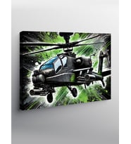 Kanvas Tablo Yeşil Helikopter Aksiyonu