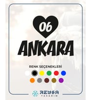 Kalpli 06 Ankara Araba Sticker siyah 20x15 CM (Siyah)