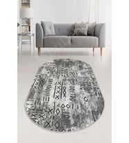 Dijidekor Halı Gri iskandinav Yıkanabilir Saçaksız Oval Delüxe Yolluk Kilim Salon Halısı Modelleri