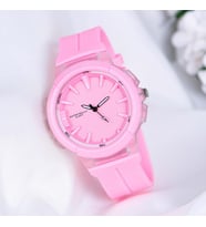 Pembe Silikon Kordonlu Pinkoli Kabartma iç Tasarım Kadın Kol Saat ST-303985